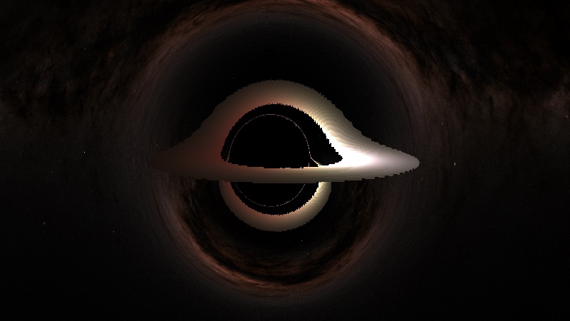 Kerr black hole with Doppler-boosted accretion disk against the Milky Way